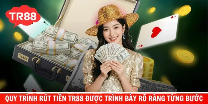 Quy trình rút tiền TR88 được trình bày rõ ràng từng bước